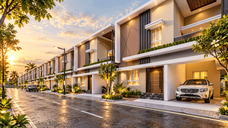Modern villas in Madurai with landscaped roads and private parking