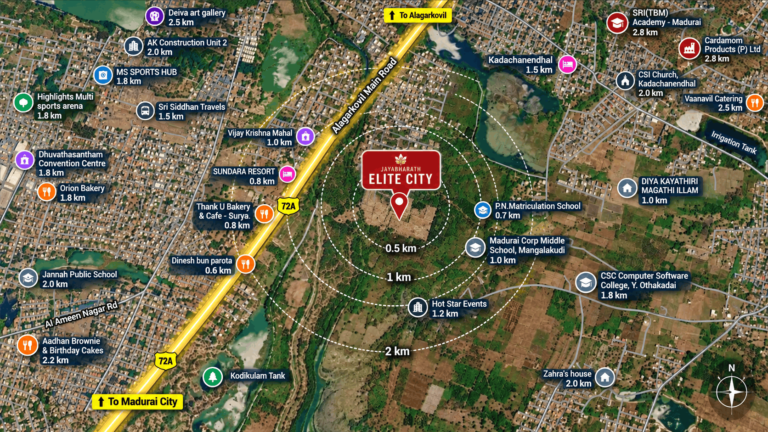 Map showing villa project connectivity in Madurai