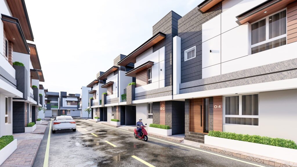 Modern villas in Madurai with landscaped roads and private parking